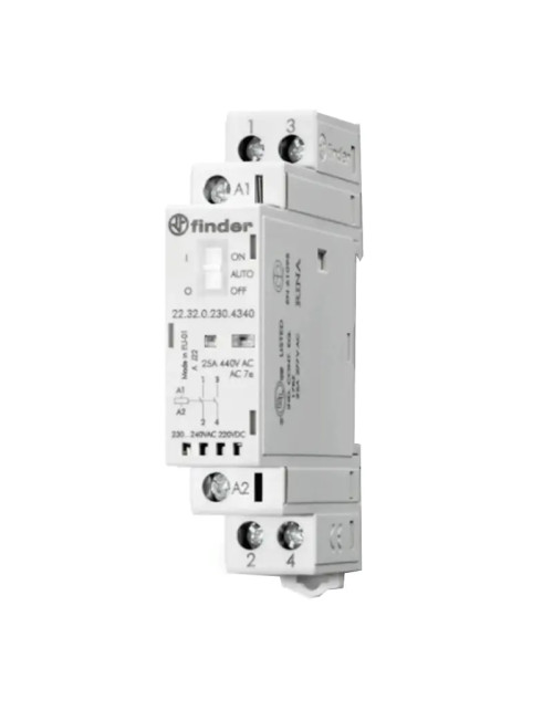 Finder modular contactor 25A 2NO 230Vac 1 module 223202304320